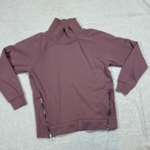 Athleta Mauve Zip-Hem Funnel Neck Sweatshirt
